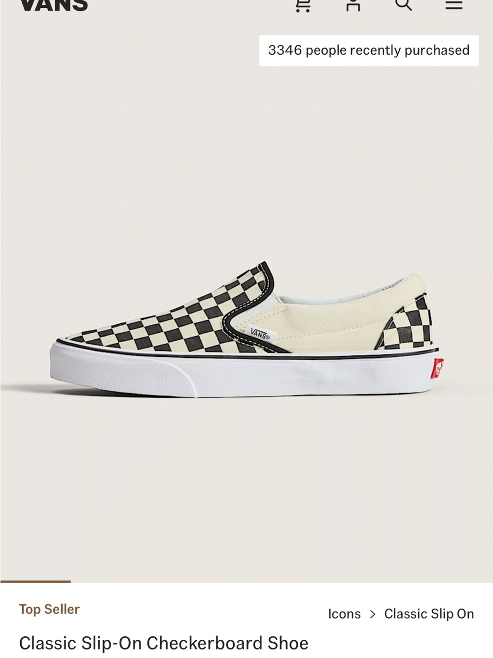 Vans Classic Slip-On Checkerboard Shoe
 - Black & White
